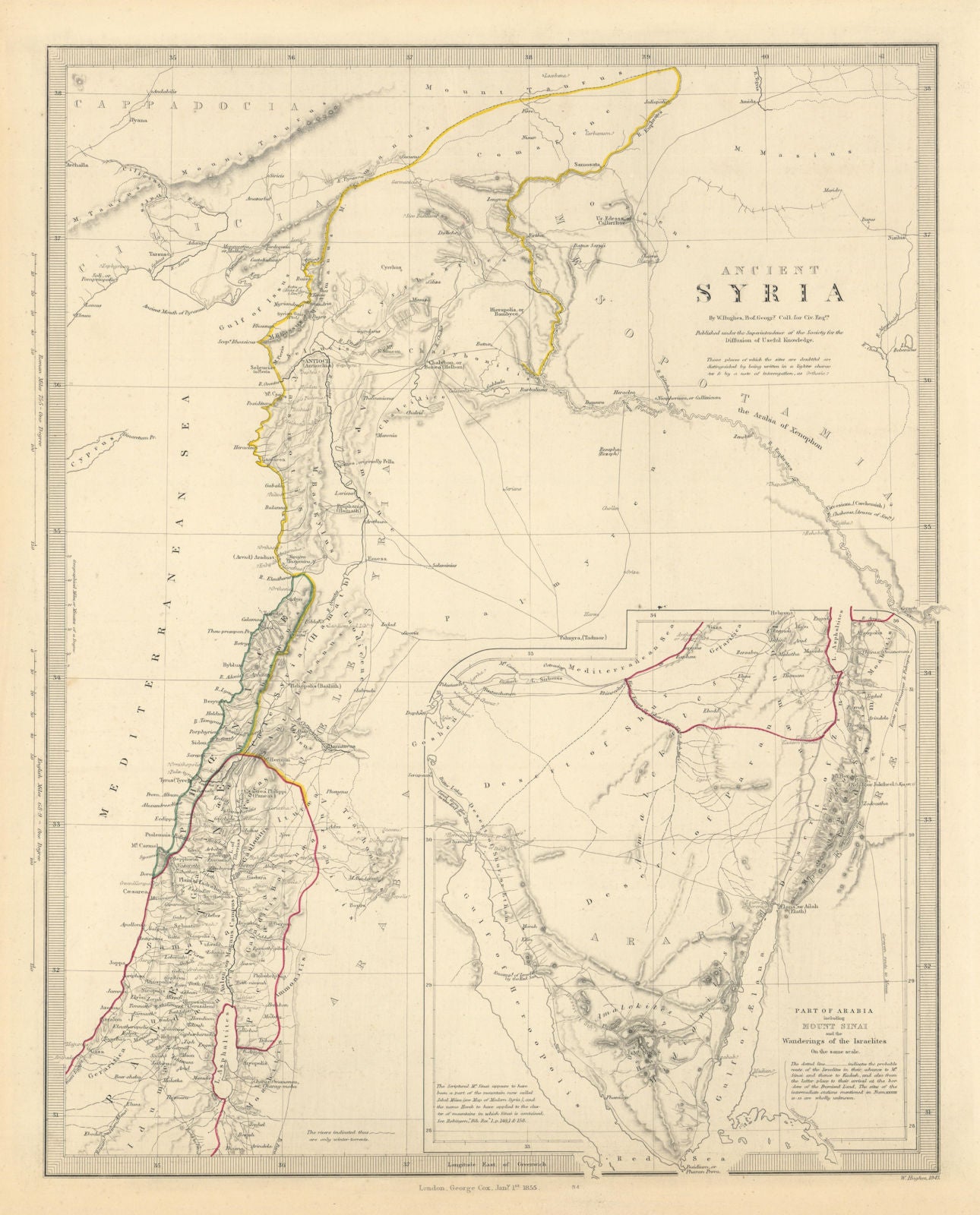 ANCIENT SYRIA. Levant; Sinai. wanderings of the Israelites. SDUK 1855 old map